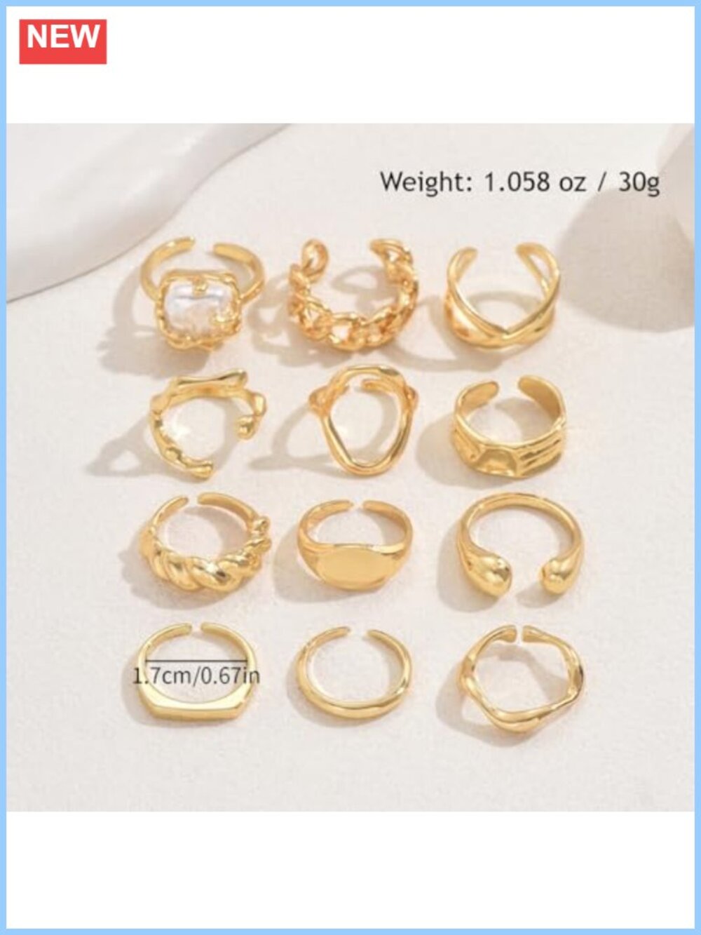 Vintage Chunky Stackable Knuckle Rings Set Geometric Dome Open Rings - Picture 3 of 5